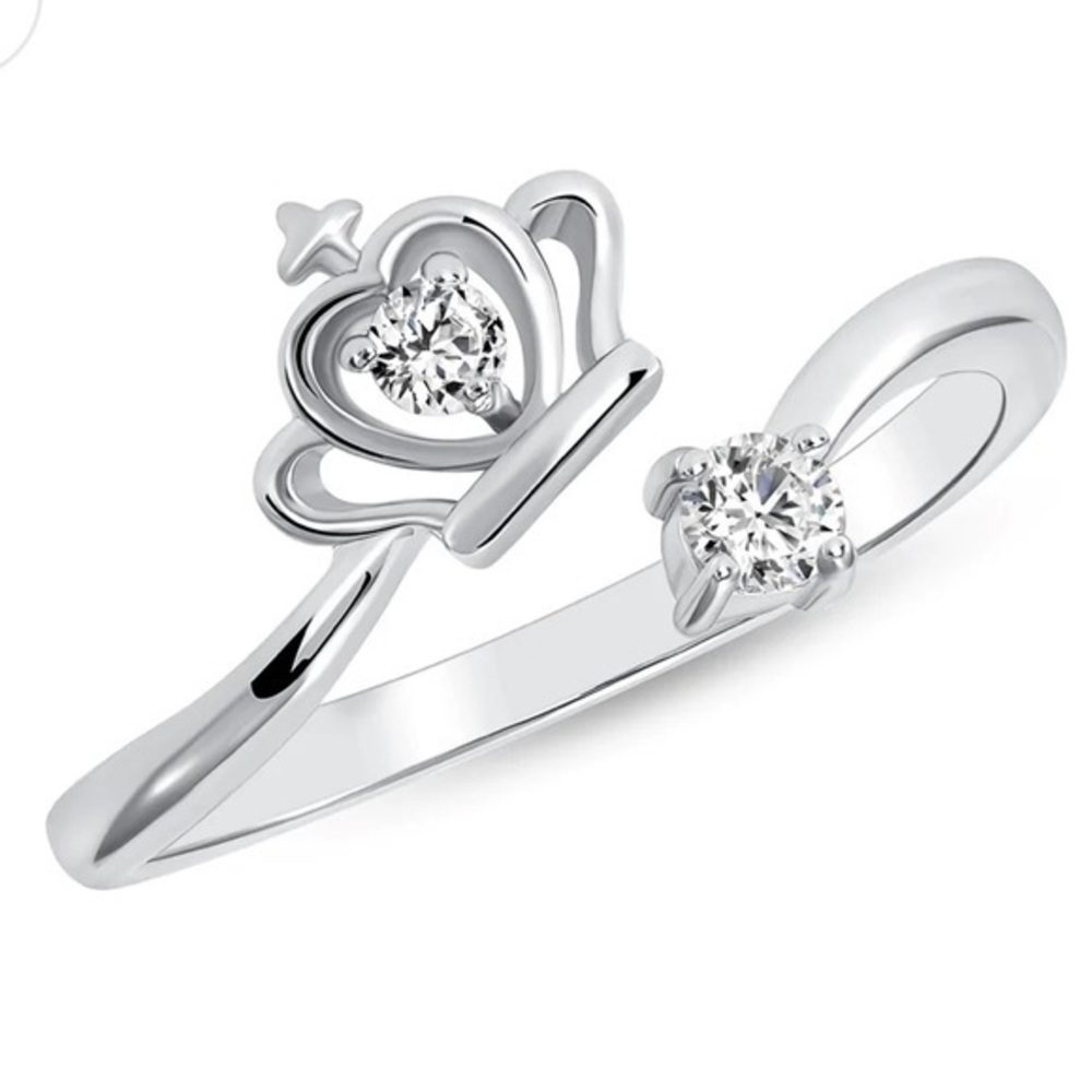 Silver 925 Rhodium Plated Cubic Zirconia Endless Crown Ring